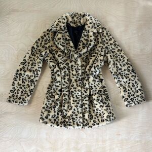 Topshop Leopard Print Faux Fur Coat